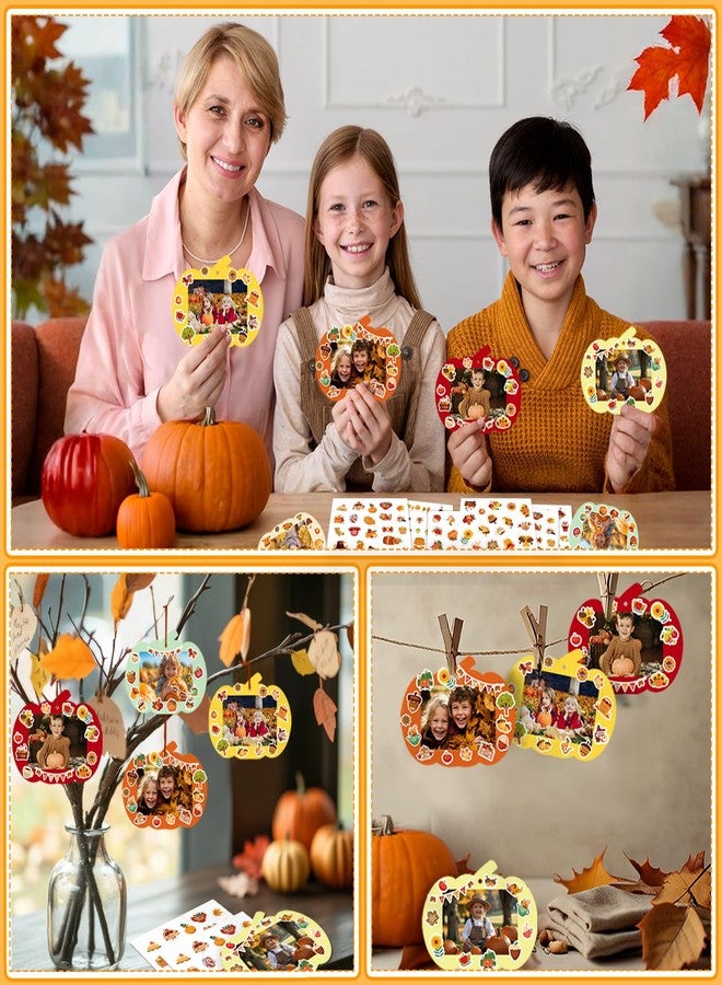 WhatSign Thanksgiving DIY Picture Frames Craft Kit for Kids Pumpkin Photo Frames Crafts 30 Packs Thanksgiving Paper Photo Ornaments with Stickers for Thanksgiving Party Favor Home School Activities - Image 5